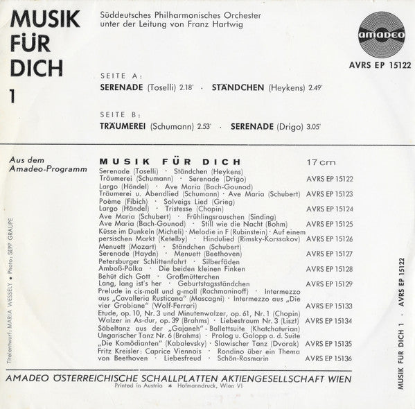 Süddeutsche Philharmonie, Franz Hartwig : Musik Für Dich 1 (Hibiscus) (7", EP, RP)