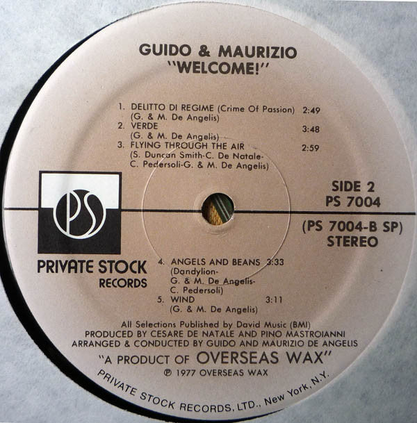 Guido And Maurizio De Angelis : Welcome! (LP, Comp)