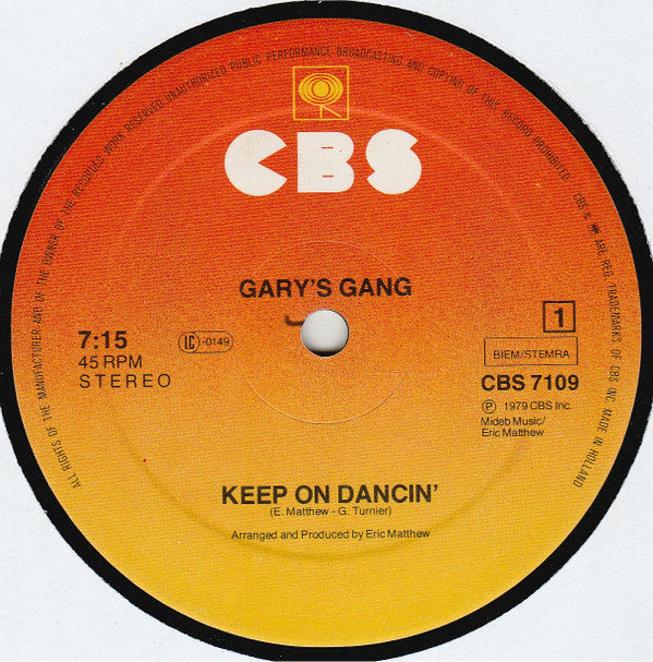 Gary's Gang : Keep On Dancin' (12")