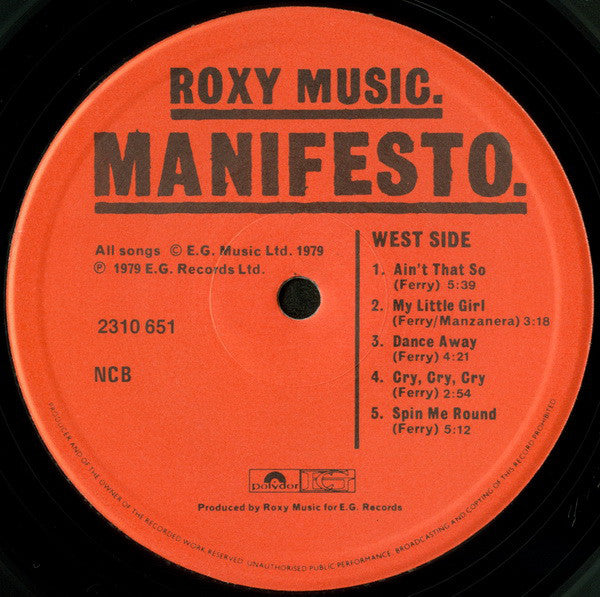 Roxy Music : Manifesto (LP, Album)