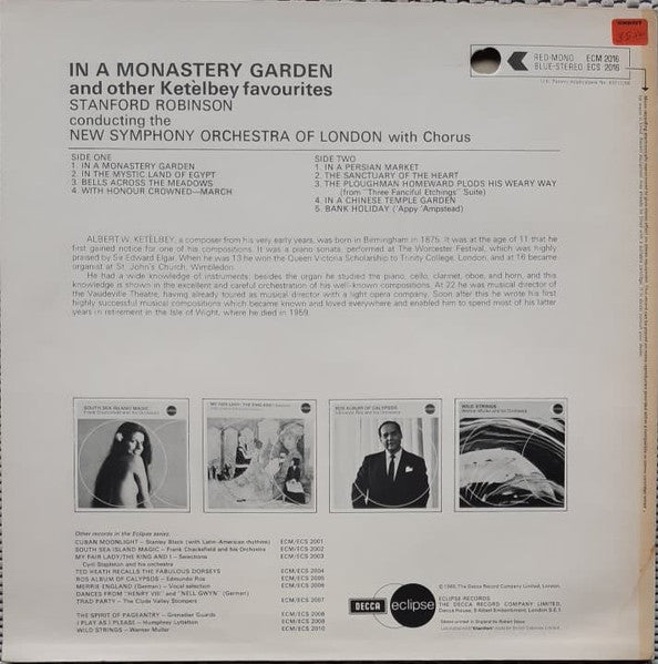 Albert W. Ketelbey — Stanford Robinson Conducting The The New Symphony Orchestra Of London : In A Monastery Garden (LP, Album, RE)