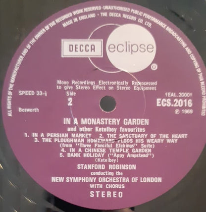 Albert W. Ketelbey — Stanford Robinson Conducting The The New Symphony Orchestra Of London : In A Monastery Garden (LP, Album, RE)