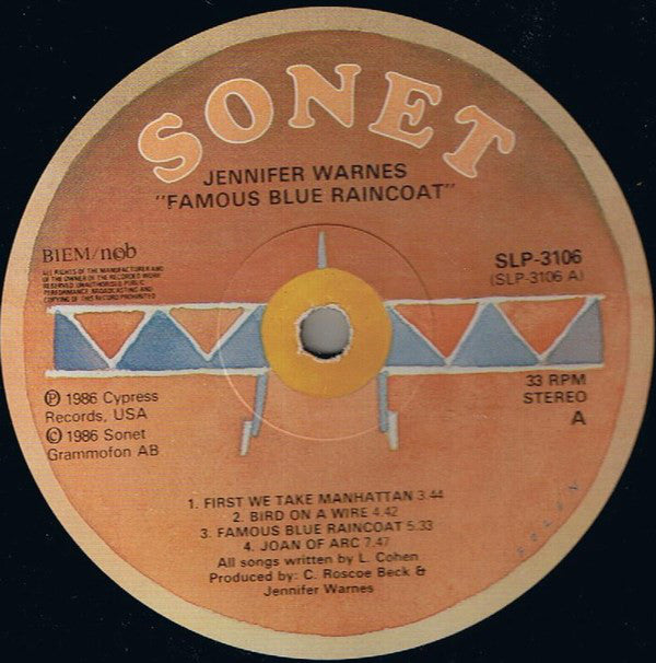 Jennifer Warnes : Famous Blue Raincoat (The Songs Of Leonard Cohen) (LP, Album)