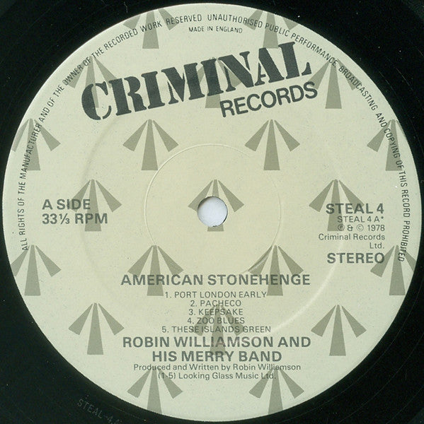 Robin Williamson & His Merry Band : American Stonehenge (LP, Album)