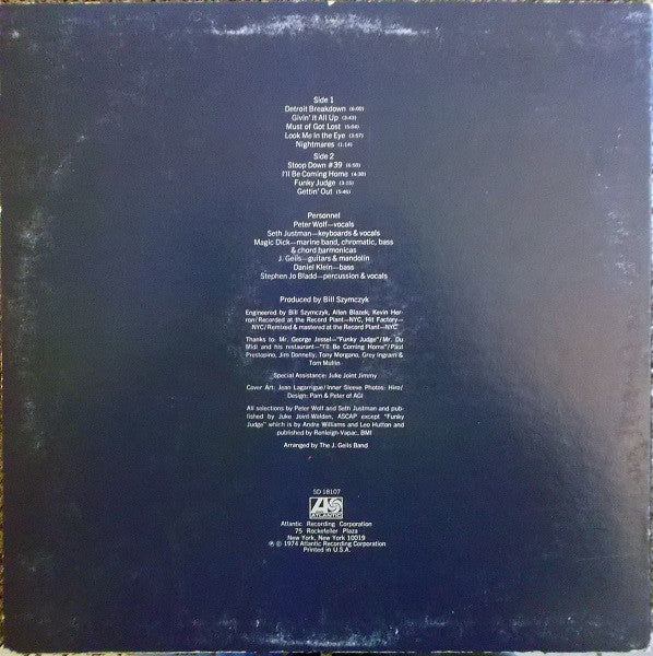 The J. Geils Band : Nightmares ...And Other Tales From The Vinyl Jungle (LP, Album, Pre)