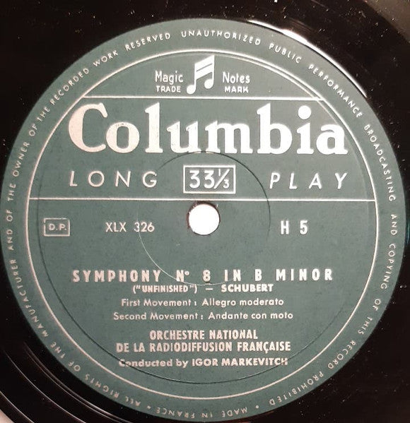 Franz Schubert, Felix Mendelssohn-Bartholdy, Orchestre National De France, Igor Markevitch : Symphony No. 8 In B Minor "Unfinished" / Symphony No. 4 In A Major, Op. 90 "Italian" (LP)