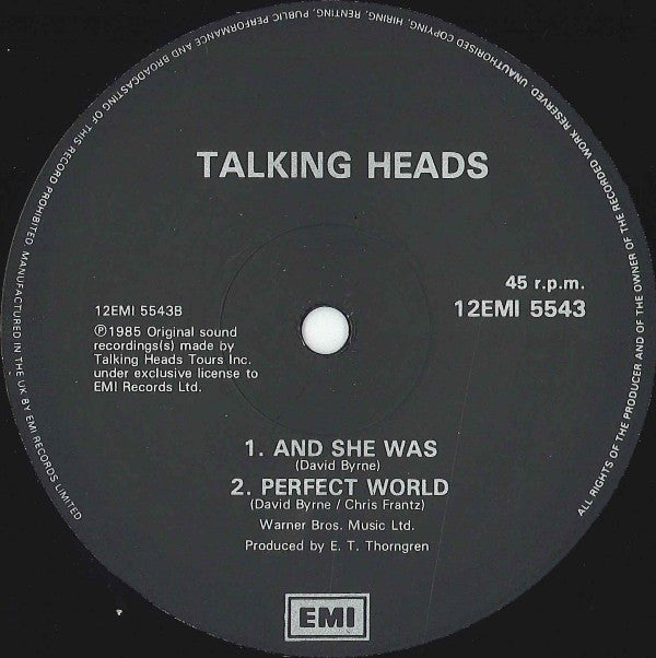 Talking Heads : And She Was (12")