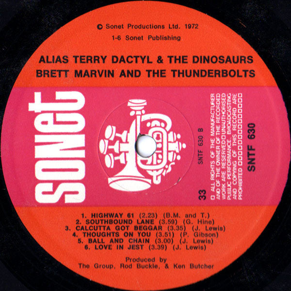 Brett Marvin & The Thunderbolts : Alias Terry Dactyl & The Dinosaurs (LP, Album, Comp)