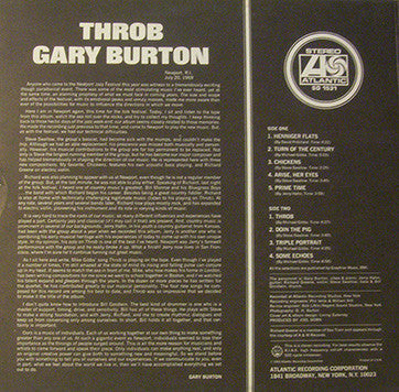 Gary Burton : Throb (LP, Album, PR )