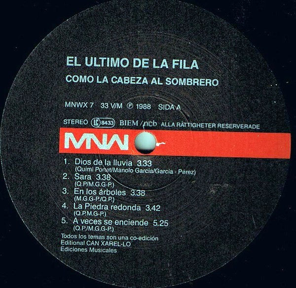 El Último De La Fila : Como La Cabeza Al Sombrero (LP, Album)