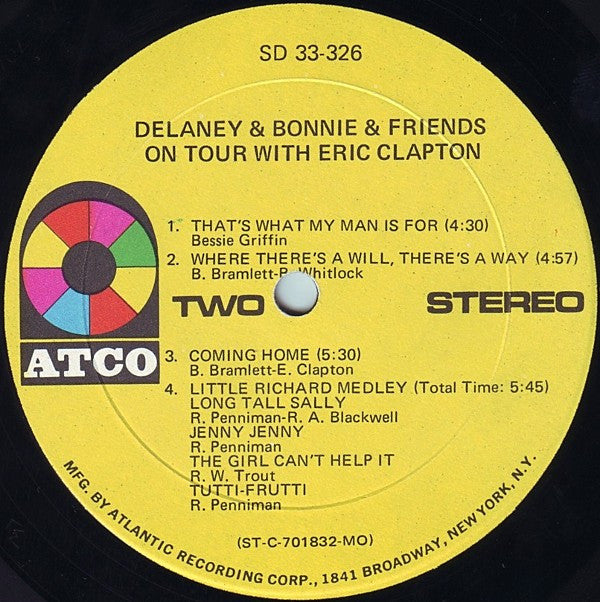 Delaney & Bonnie & Friends With Eric Clapton : On Tour (LP, Album, Mon)