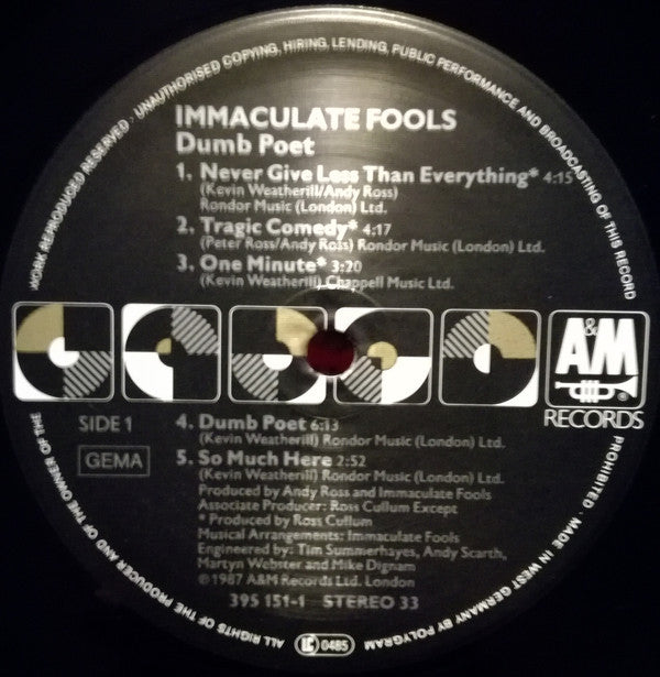 Immaculate Fools : Dumb Poet (LP, Album)