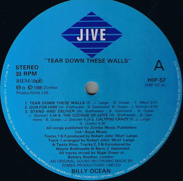 Billy Ocean : Tear Down These Walls (LP, Album)