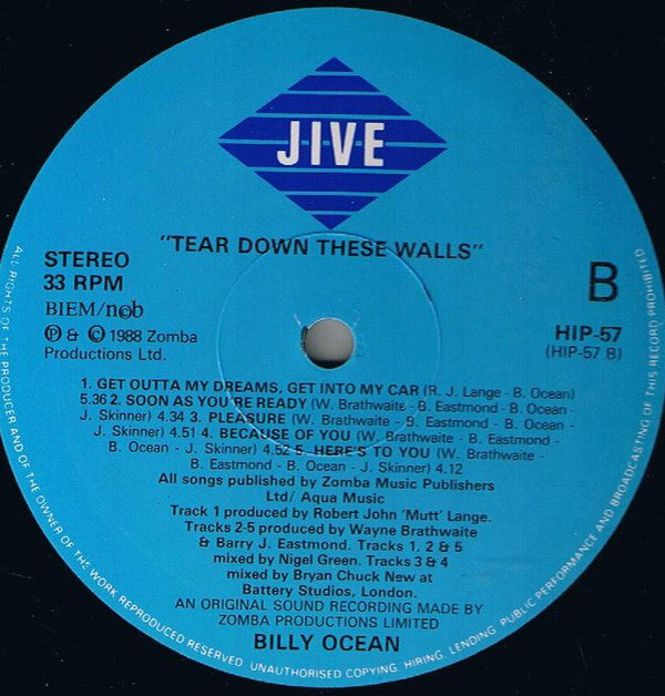 Billy Ocean : Tear Down These Walls (LP, Album)