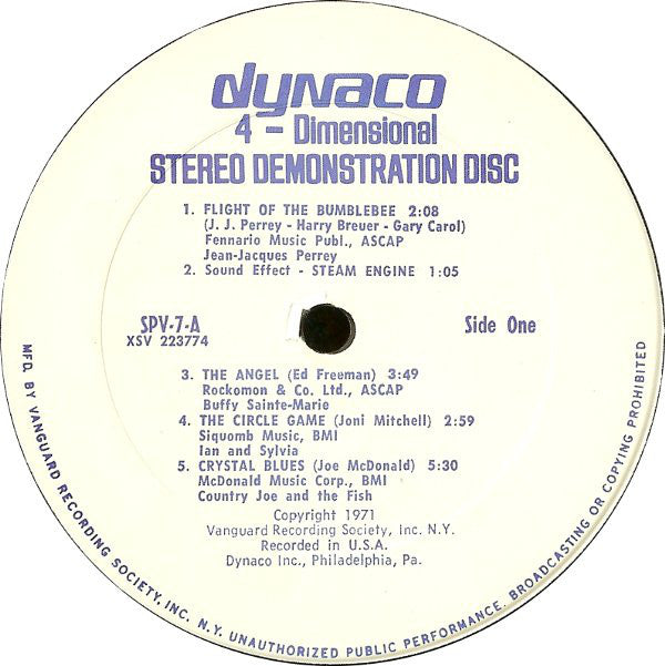 Various : 4-Dimensional Stereo Demonstration Disc (LP, Album, Quad)