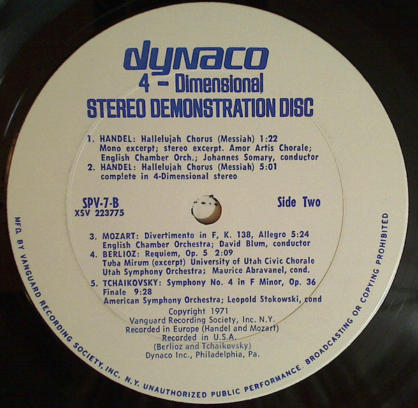 Various : 4-Dimensional Stereo Demonstration Disc (LP, Album, Quad)