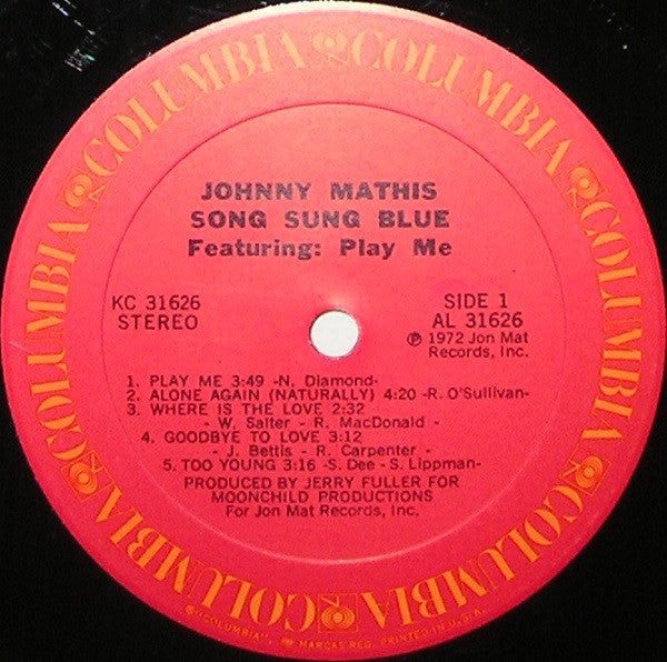 Johnny Mathis : Song Sung Blue (LP, Album, Ter)