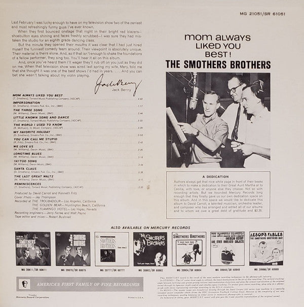 Smothers Brothers : Mom Always Liked You Best! (LP, Album)