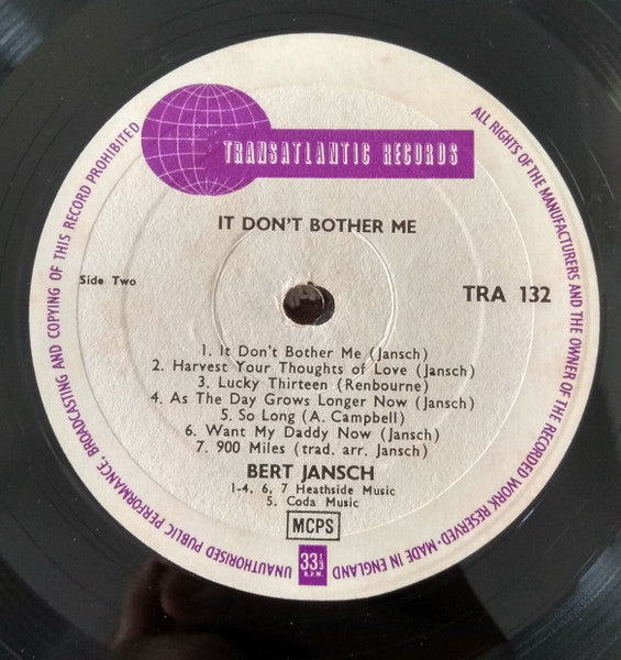 Bert Jansch : It Don't Bother Me (LP, Album, Mono)