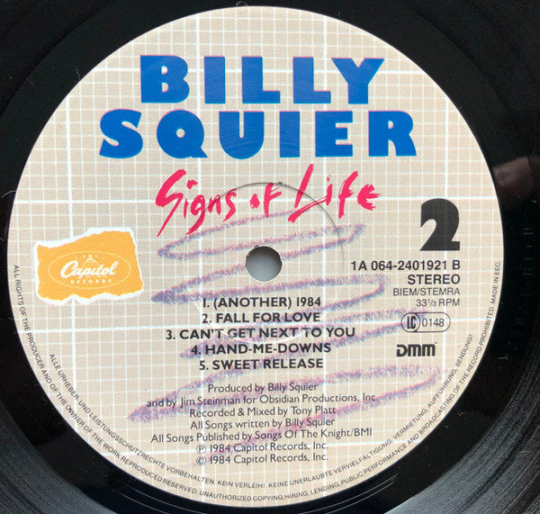 Billy Squier : Signs Of Life (LP, Album)