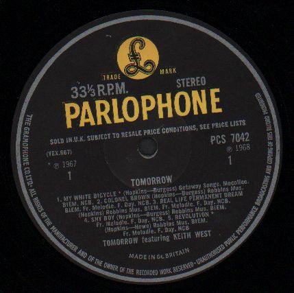 Tomorrow (2) Featuring Keith West : Tomorrow (LP, Album)