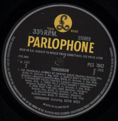 Tomorrow (2) Featuring Keith West : Tomorrow (LP, Album)