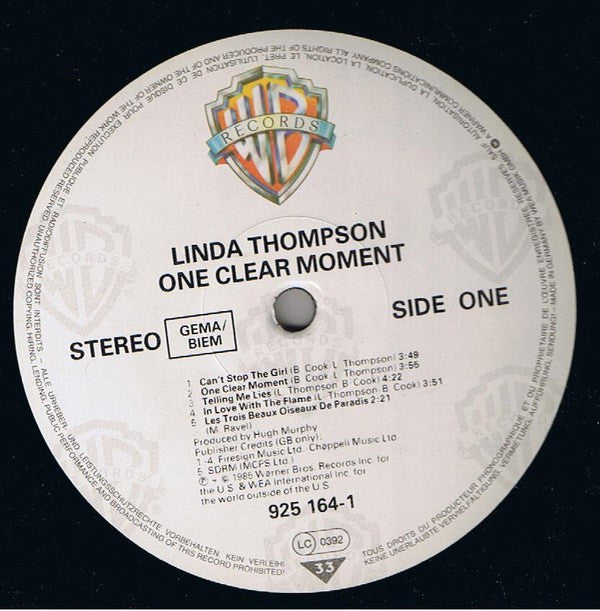 Linda Thompson : One Clear Moment (LP, Album)