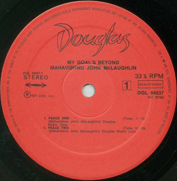 John McLaughlin : My Goal's Beyond (LP, Album, Gat)
