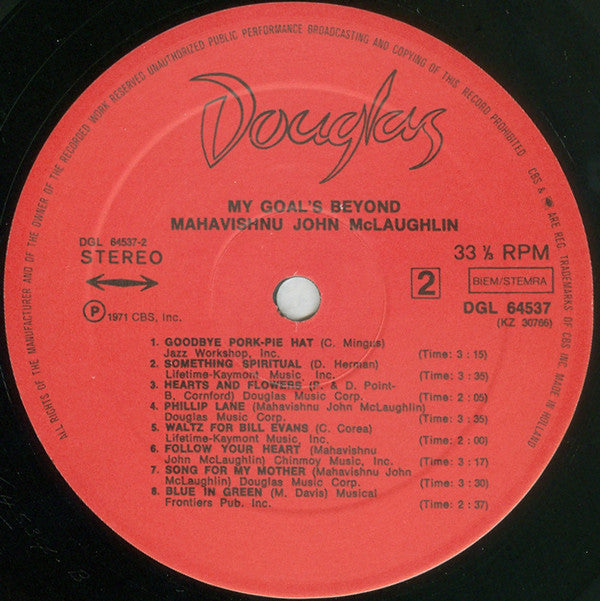 John McLaughlin : My Goal's Beyond (LP, Album, Gat)