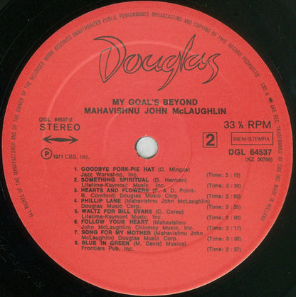 John McLaughlin : My Goal's Beyond (LP, Album, Gat)