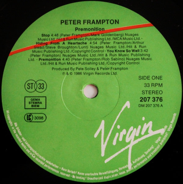 Peter Frampton : Premonition (LP, Album)