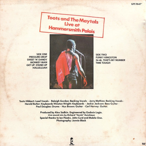 Toots & The Maytals : Live (LP, Album)