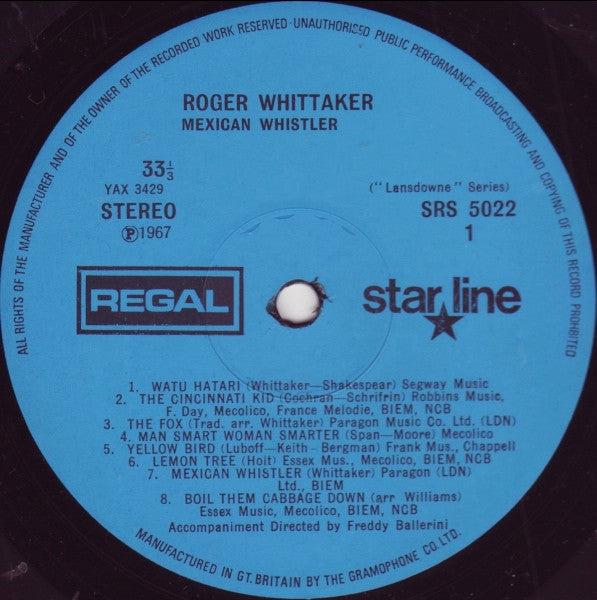 Roger Whittaker : Mexican Whistler (The Dynamic Roger Whittaker) (LP, Album, RE)