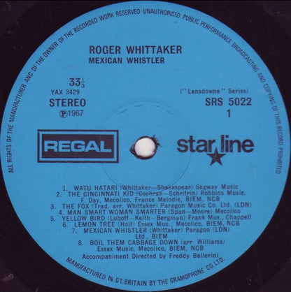 Roger Whittaker : Mexican Whistler (The Dynamic Roger Whittaker) (LP, Album, RE)