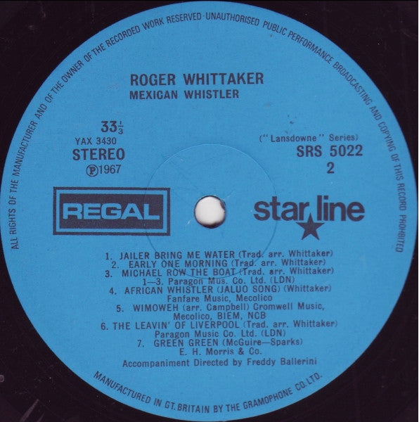 Roger Whittaker : Mexican Whistler (The Dynamic Roger Whittaker) (LP, Album, RE)