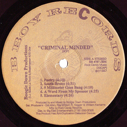 Boogie Down Productions : Criminal Minded (LP, Album, RP, Gol)