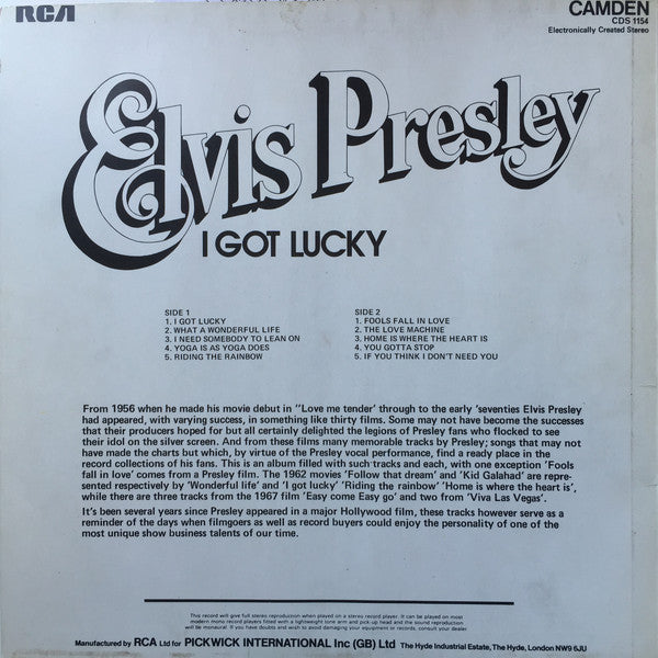 Elvis Presley : I Got Lucky (LP, Comp, RE)