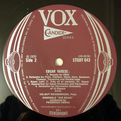 Edgard Varèse, Friedrich Cerha, Ensemble "die reihe", Wien : Density / Intégrales / Offrandes / Hyperprism / Octandre / Ionisation (LP, Album)