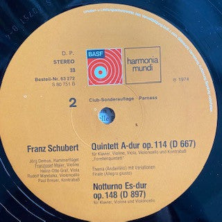 Franz Schubert - Collegium Aureum, Jörg Demus : Forelle-Kvintetten (LP, Club)