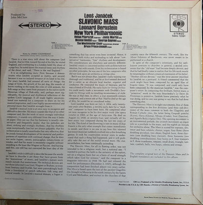 Leoš Janáček, Leonard Bernstein, New York Philharmonic, Westminster Symphonic Choir : Slavonic Mass (LP, Album)