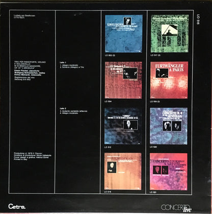 Ludwig van Beethoven, Edwin Fischer, Wolfgang Schneiderhan, Enrico Mainardi : Trio In Si Bemolle Maggiore, Op. 97 "L'Arciduca" (LP, Mono)