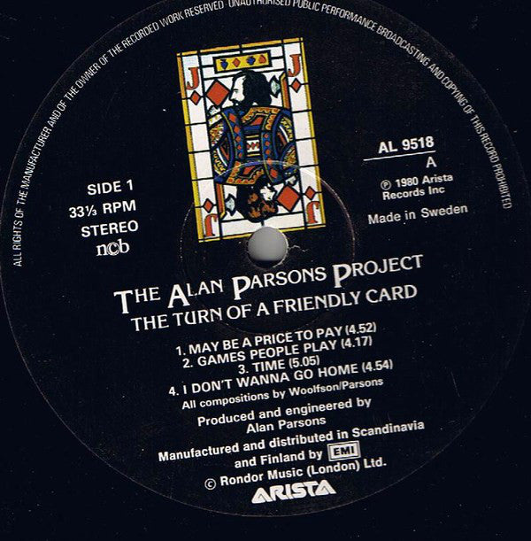 The Alan Parsons Project : The Turn Of A Friendly Card (LP, Album)