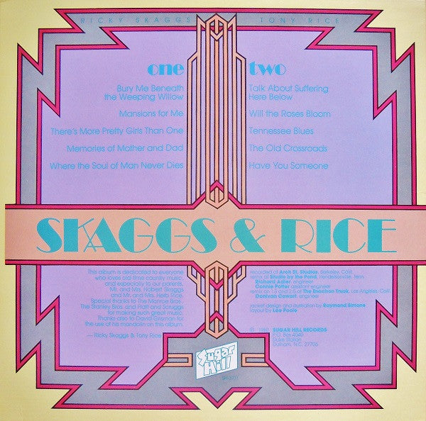 Ricky Skaggs & Tony Rice : Skaggs & Rice (LP, Album)