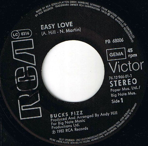 Bucks Fizz : Easy Love (7", Single)
