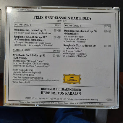 Felix Mendelssohn-Bartholdy, Berliner Philharmoniker, Herbert von Karajan : 5 Symphonien (3xCD, Comp)