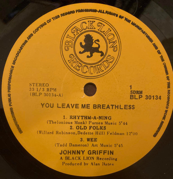 Johnny Griffin : You Leave Me Breathless (LP, Album)