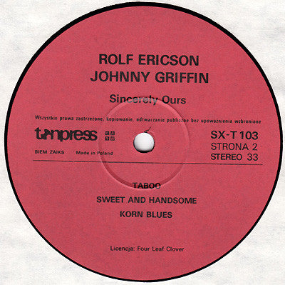 Rolf Ericson, Johnny Griffin : Sincerely Ours (LP, Album, RE)