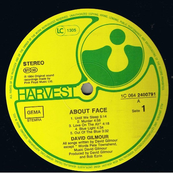 David Gilmour : About Face (LP, Album)