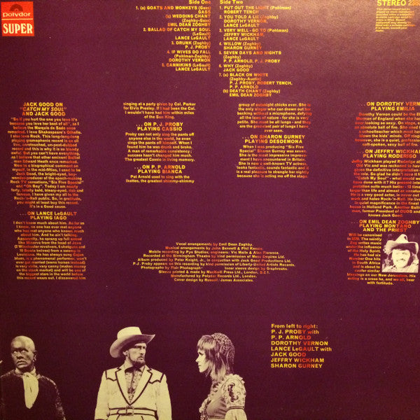 Jack Good, The Gass : Catch My Soul - Live Original Cast Recording (LP, Album, Gat)