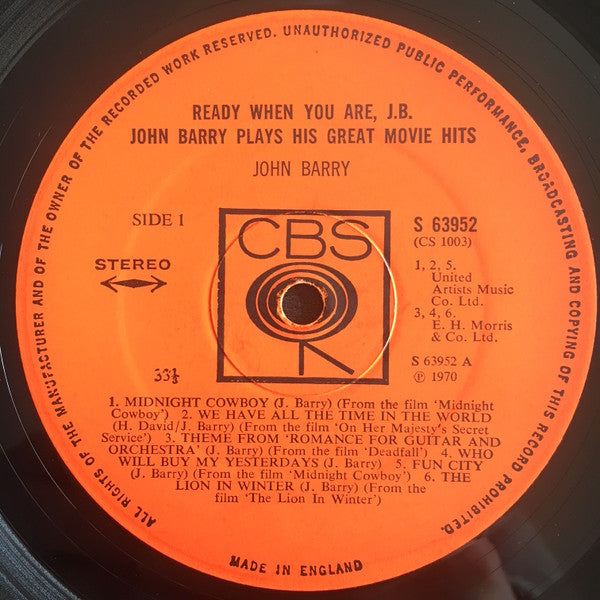 John Barry : Ready When You Are, J.B. (LP, Album)